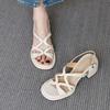 Fashionable Korean-style Round-toed Open-toe Sandals for Women with Back Straps, 2025 New Summer Roman High-heeled Women's Shoes
