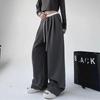 Женские черные широкие спортивные брюки в корейском стиле 2024 года — свободный крой на осень/зиму, повседневный, модный и утягивающий стиль