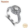 Tancise Women Classic 925 Sterling Silver  Zircon Ring Ladies Jewelry Wedding Promise Party Gift