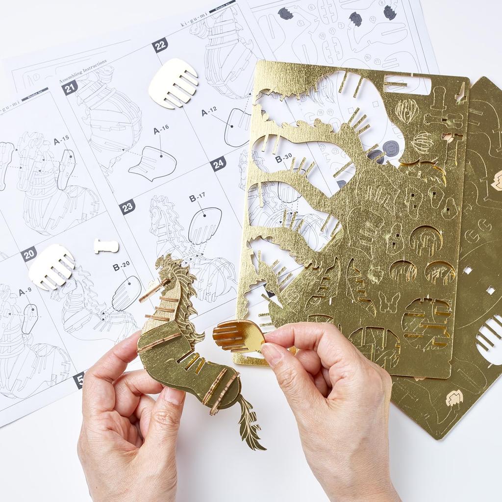 Ki-gu-mi Horse - A 3D Wooden Puzzle and DIY Craft Kit for Kids and Adults Alike - Educational Toy for Boys and Girls - a Great 3D Art Piece and a