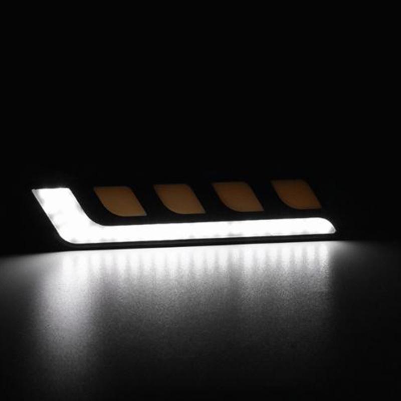 1Pc Led Cob Fog Lamp Car Daytime Running Drl Waterproof With Turn Signal Light