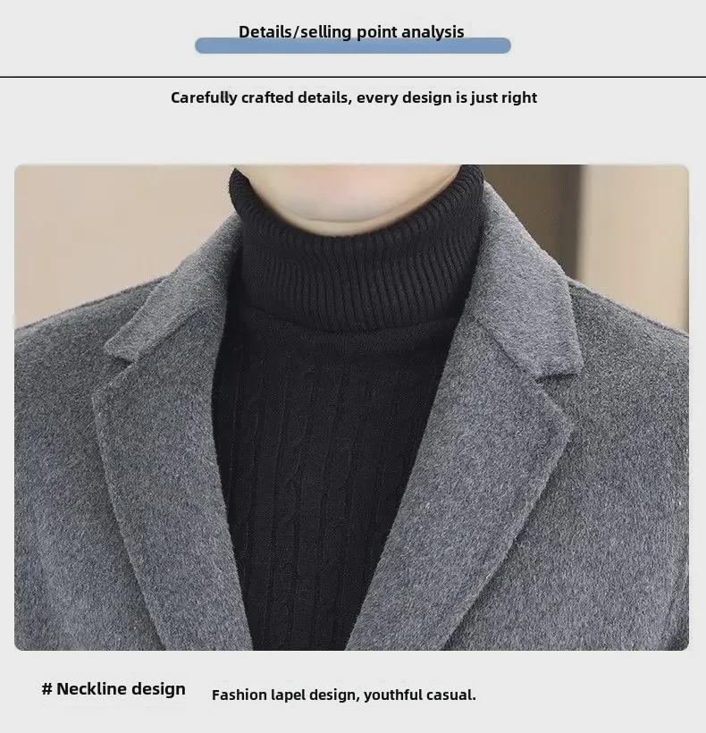 2024 Men's Woolen Stand Collar Coat - Autumn/Winter Business Casual Trend