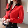 Fashion Long Sleeve Turn Down Collar Office Lady Chiffon Blouse Shirt Women Tops J301
