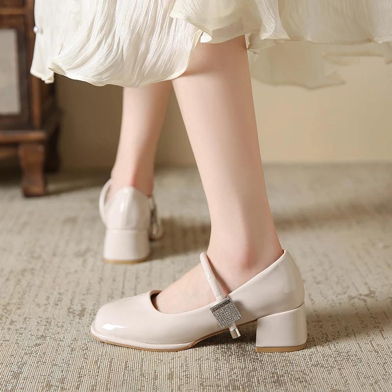 2024 New Hot-selling Women's Single Shoes Thick Heel Mary Jane Women's Single Shoes Solid Color Slip-on Spring and Autumn
