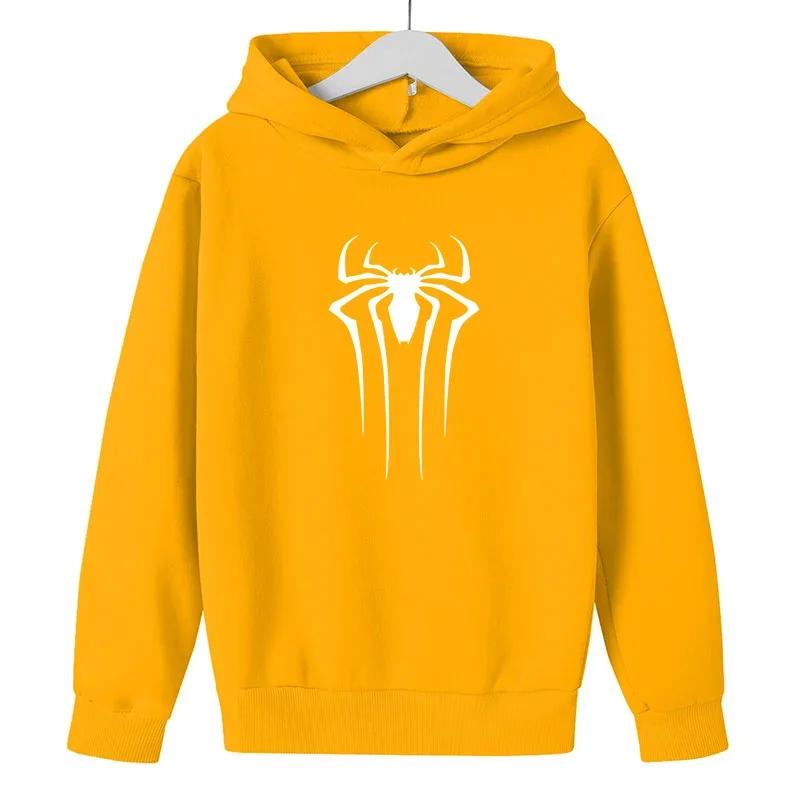 Детская толстовка с капюшоном, модная для мальчиков и девочек, с принтом паука, свободная детская флисовая толстовка-пуловер, 2-14 лет
