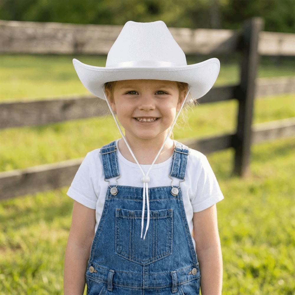 Felt Kids Cowboy Hat Solid Color Top Hat Retro Western Cowboy Hat Costume Accessories