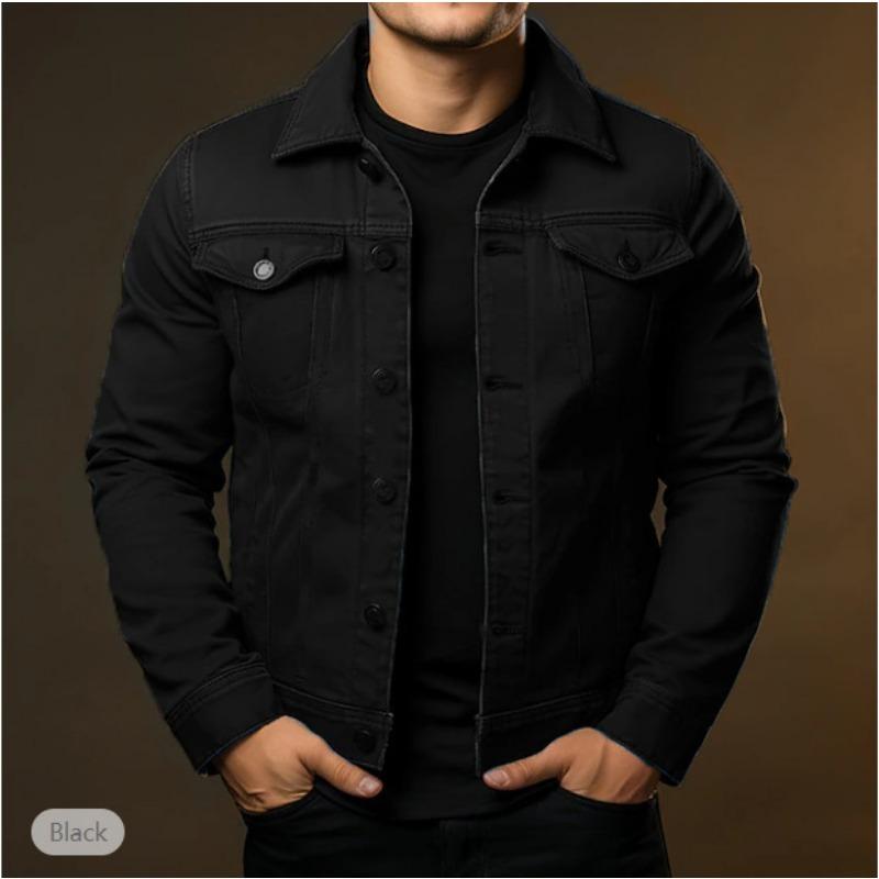 Men S Casual Buttoned Long Sleeve Jacket Solid Color Streetwear