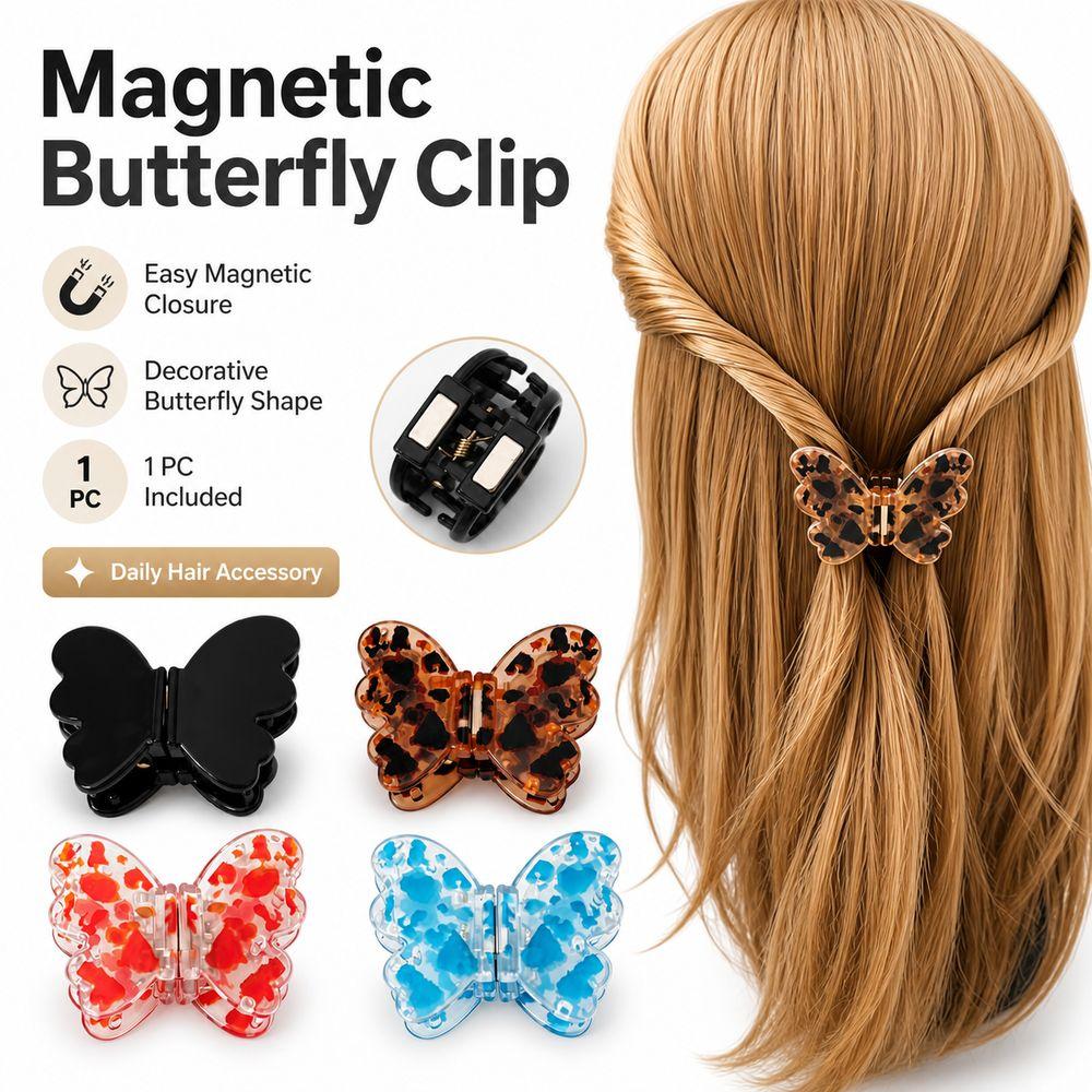 1pc Butterfly Shape Magnetic Hair Clip Magnetic Closure Decorative Hair Clip Hair Styling