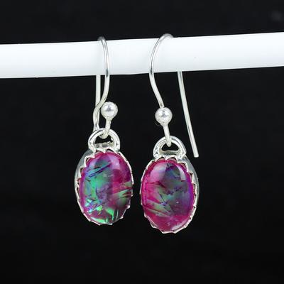 Серьги из розового триплетного опала с драгоценным камнем 925 пробы, серебряные ювелирные изделия в стиле бохо, серьги-подвески, подарки на День благодарения, подарки для нее