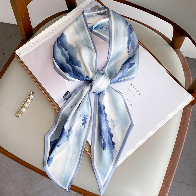 Long Silk Scarf Bag Tie Lady Neck Skinny Scarves Hairband Foulard Print Brand Lady Neckerchief Ribbon 2025 Summer