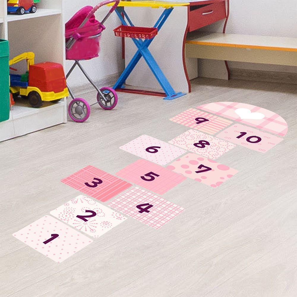 Self-adhesive Cartoon Number Grids PVC Wall Art NEW Flooring Decals Nursery