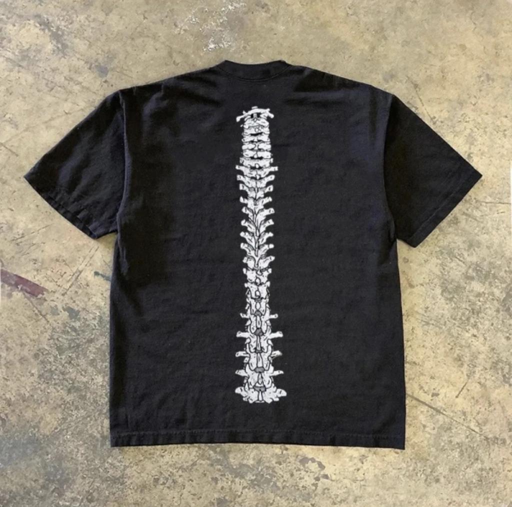 2025 Summer New Vintage Bone Print American Retro Cotton Men's and Women's Loose Casual Short-sleeved T-shirt Harajuku Tops Tees