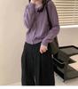 Korean Style Women's Wool Cardigan Sweater - Solid Color, Long Sleeve, Round Neck, Short Length.