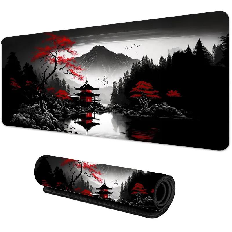 Large Sakura Scenery Gaming Mouse Pad AntiSlip Rubber Base Durable Thick Seam Edge Desk Mat for Office Gaming
