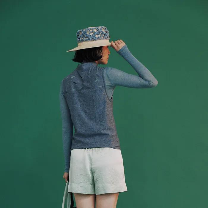 VINE HAT STRAW NAVY