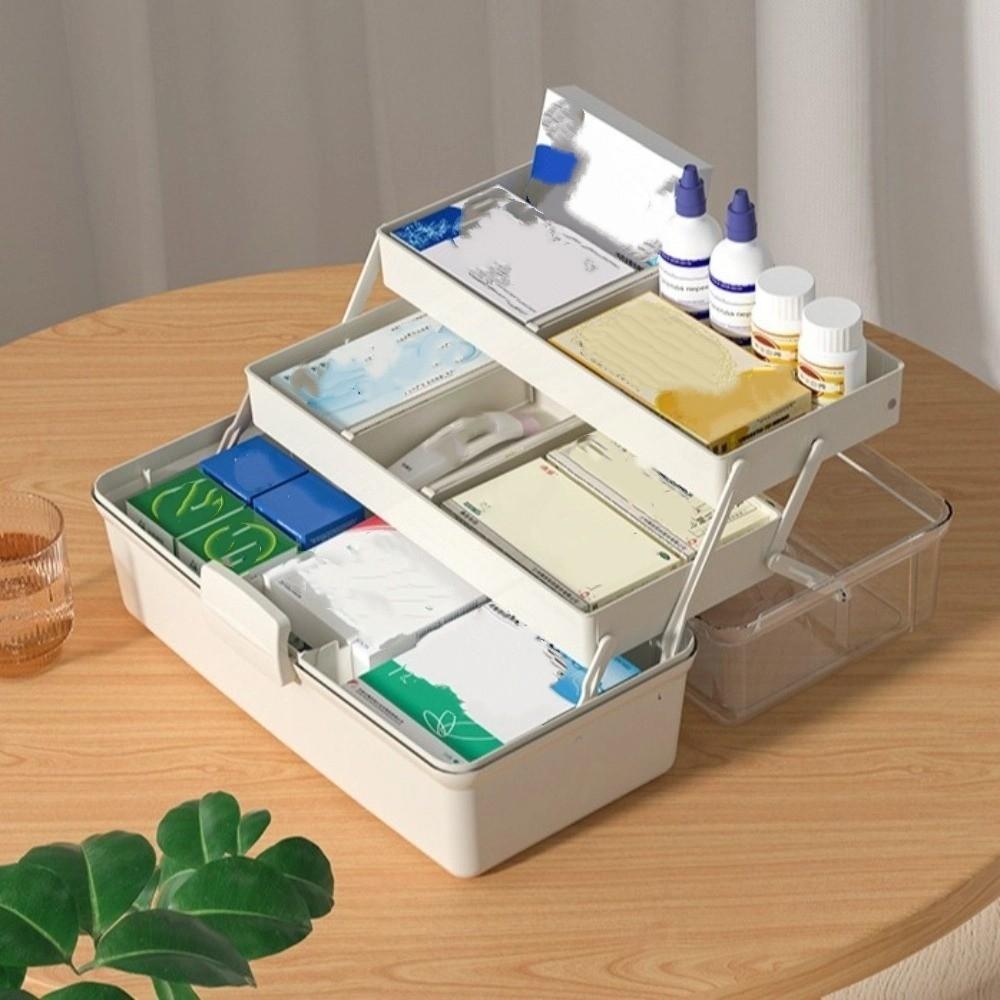 Plastic Multipurpose Storage Box Clear Art Craft Organizer Utility Box 3 Layer Storage Box Home