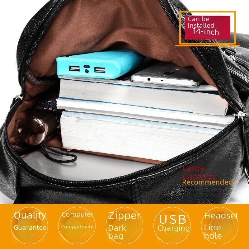 Мужской кожаный рюкзак в корейском стиле - модный уличный стиль школьной сумки для студентов колледжей