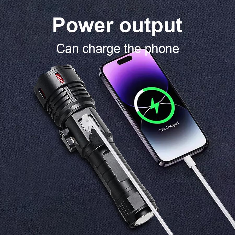 Супер 8000LM Высокая мощность перезаряжаемый светодиодный фонарик Освещение 1500M Ультра мощный фонарик Магнитный фонарь