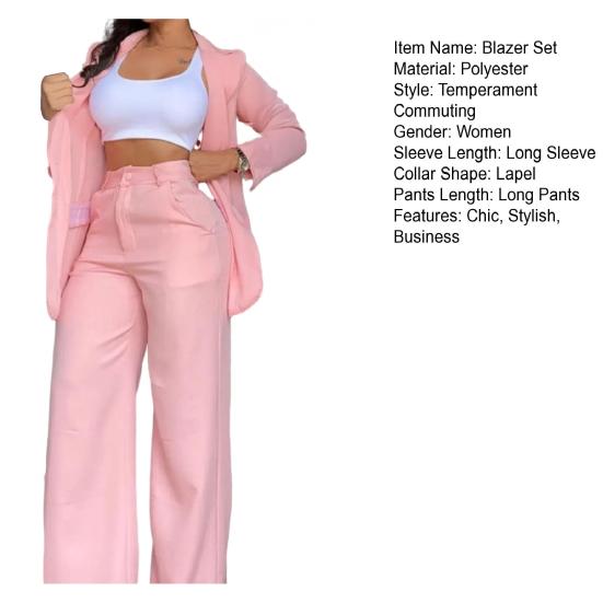 Women's Piece And Pants Suit Set Two High Waist Pants Set