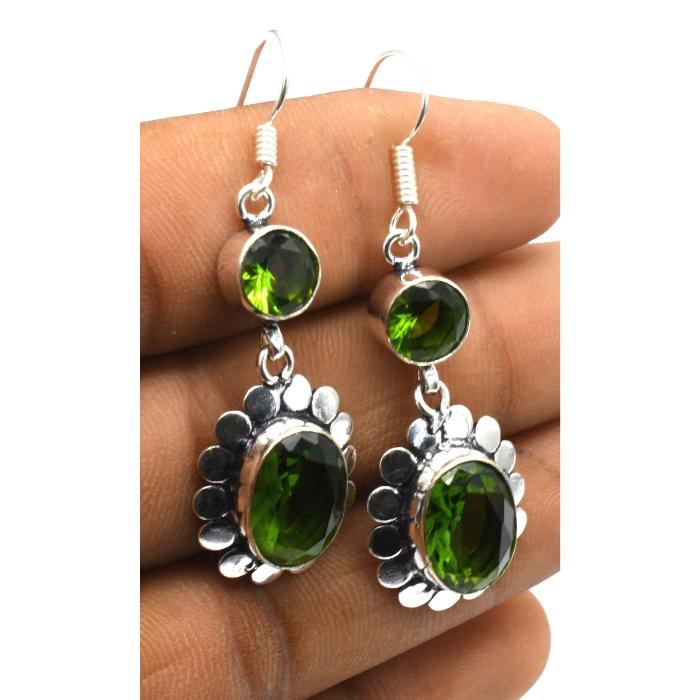 Peridot Gemstone Ethnic Handmade Drop Dengle Earring Jewelry ER 088