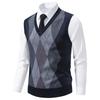 Plaid Sweater Vest for Men with Autumn and Winter Warm Slim Sweater Vest Jacket for Men