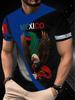 Quick Dry Breathable Men T-Shirt Mexican Eagle Print Casual Sports Top