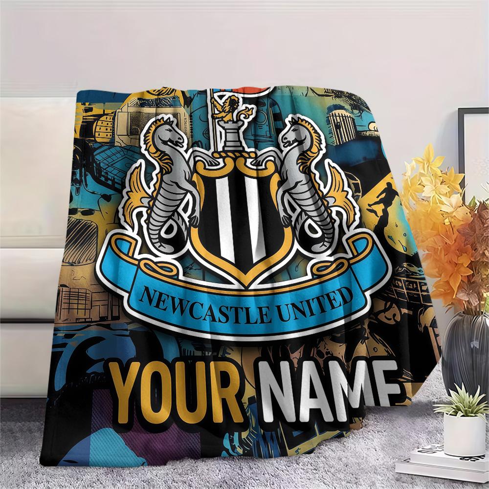 Custom Name Newcastle United Flannel Blanket, High quality Comfortable for All Seasons, Home Decor, Warmth and Comfort