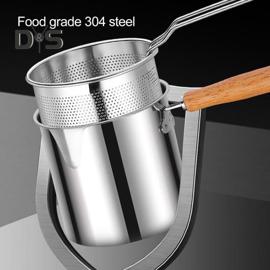 Stainless Steel Deep Fryer Pot with Basket Lid Deep Oil Fryer Pan Multi-Purpose Mini Fryer Pan for Fries Chicken Fish Shrimp Bacon