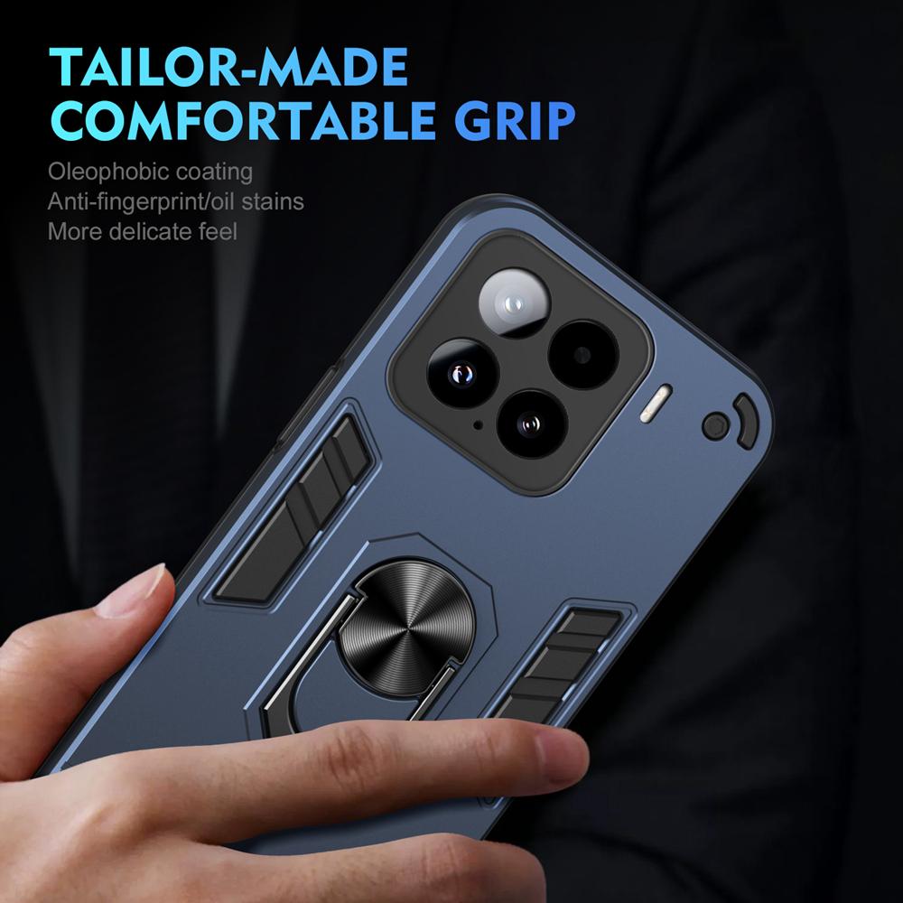 KEYSION Противоударный защитный чехол для Xiaomi 15 5G Мягкий силиконовый + защитное кольцо для камеры ПК Подставка для телефона Чехол для Xiaomi 15 Pro 5G