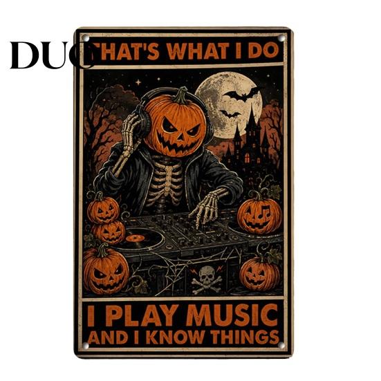 Durable Metal Hanging Sign Retro Halloween Wall Sign, Pumpkin Ghost Bathroom Distressed Signage Art Witch Cat Festival for Bar Home Room Decor