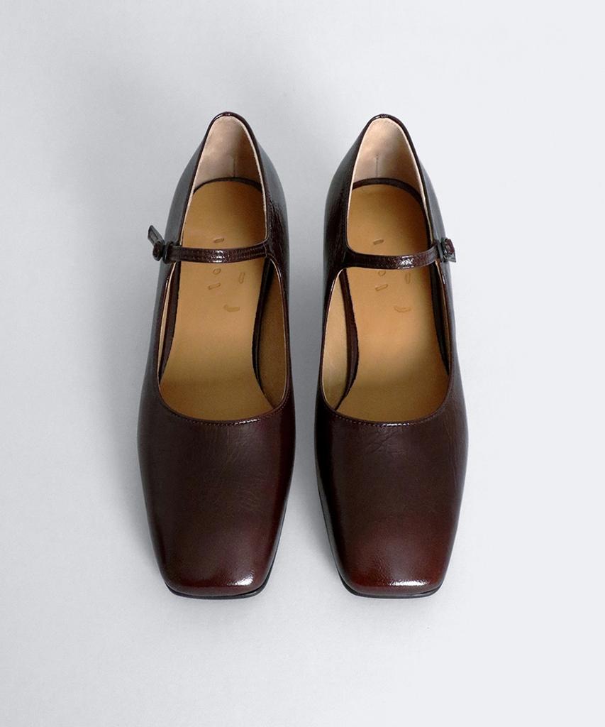 Heenn Square Toe Candy Mary Jane Pumps. Burgundy