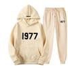 ESSENTIALS Комплект из худи с двойной строчкой High Street из флиса 1977 Модный Повседневный Свободный крой.