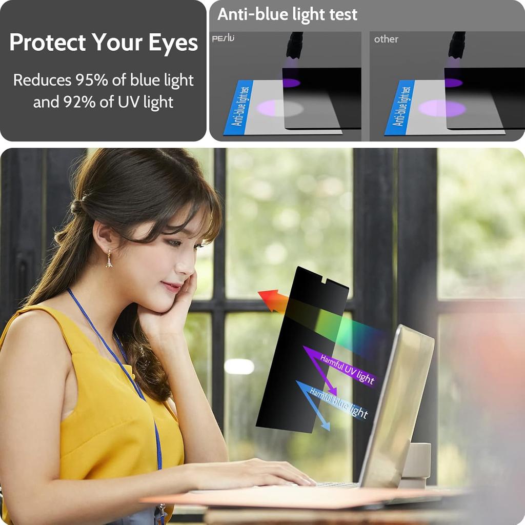 Магнитный экран конфиденциальности, совместимый с Macbook Pro 13 дюймов (2016-2022, М1, М2) / 13,6" 14" 15" 16" (М2, М3,)Съемный фильтр против бликов синего света