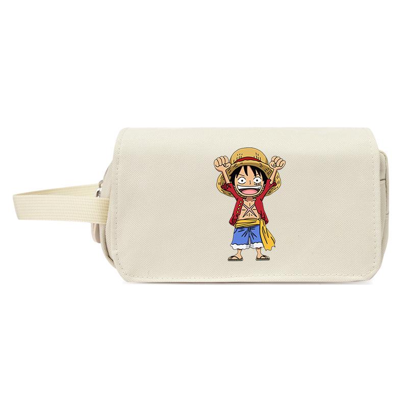 One Piece Large Capacity Pencil Case - Luffy, Zoro, Ace, Law, Sanji Japanese Style Student Stationery Bag