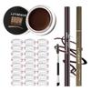Eyebrow Pen and Eyebrow Stencil Kit 4 Pieces Waterproof Eyebrow Tinting Kit with Dark Brown Eyebrow Pomade Dual Ended Eyebrow Pen