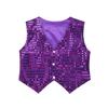 Womens Glitter Sequins Vest Pointed Hem Waistcoat for Jazz Dance Choir Performances