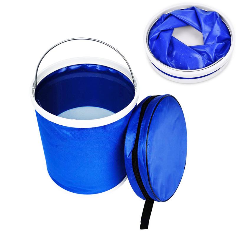 1pc 9l Portable Folding Bucket, Collapsible For Camping, Car Wash & Fishing, Multi-use Lightweight Storage Pail