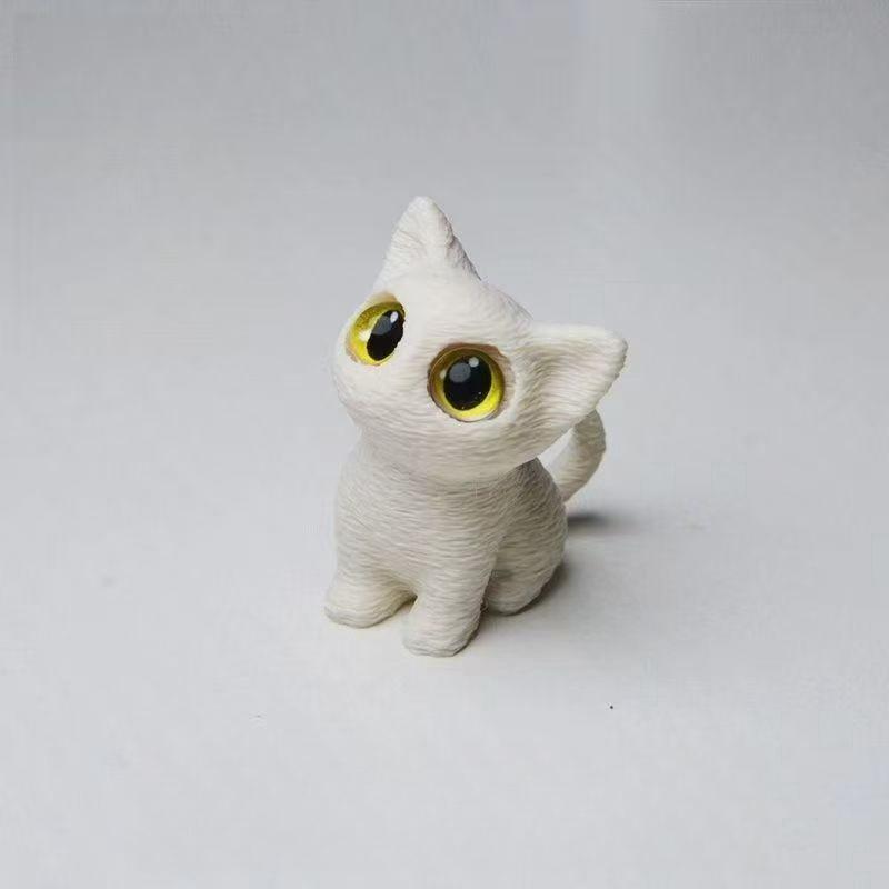3D Printed Big Eye Cute Cat Figurines Desk Decoration Crafts Home Decor Kawaii Kitten Collectible Miniatures Birthday Party Gift
