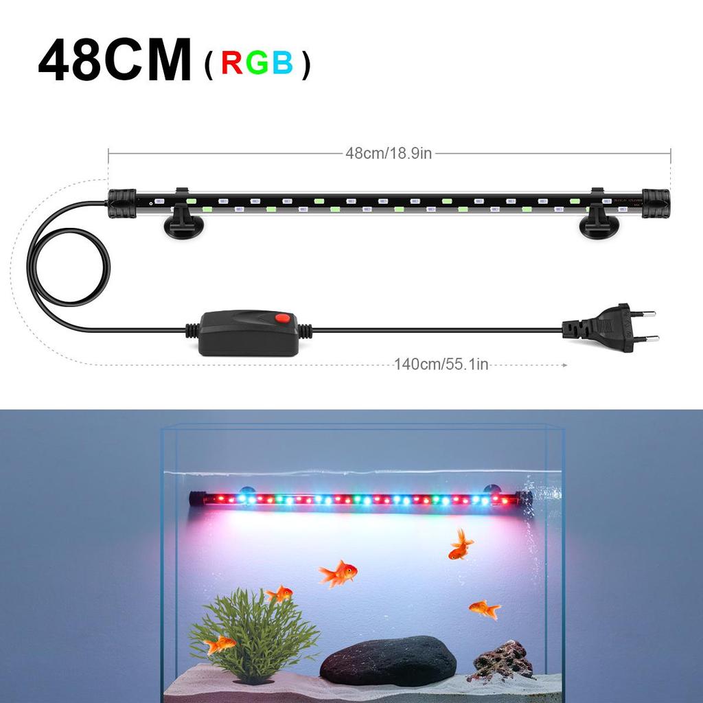 Aquarium LED Bar Light Waterproof Fish Tank Light 18/22/38/48 CM Underwater Aquario Lamp Aquariums Decor Lighting 220V EU Power