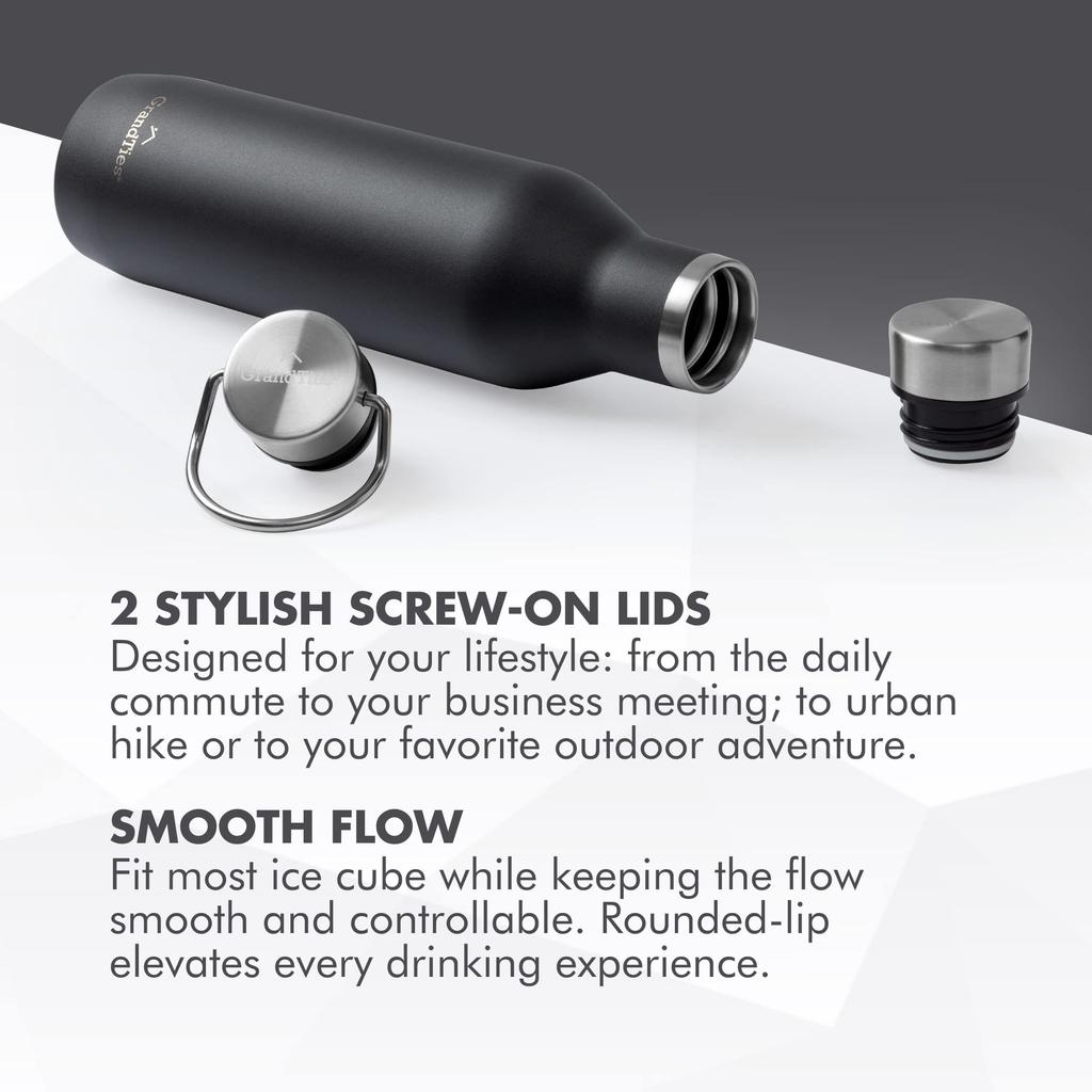 Бутылка для путешествий GRANDTIES 620 мл 6 цветов с 2 типами крышек Бутылка из нержавеющей стали Вакуумная изоляция двухслойной структуры Сохраняет холод 24 часа