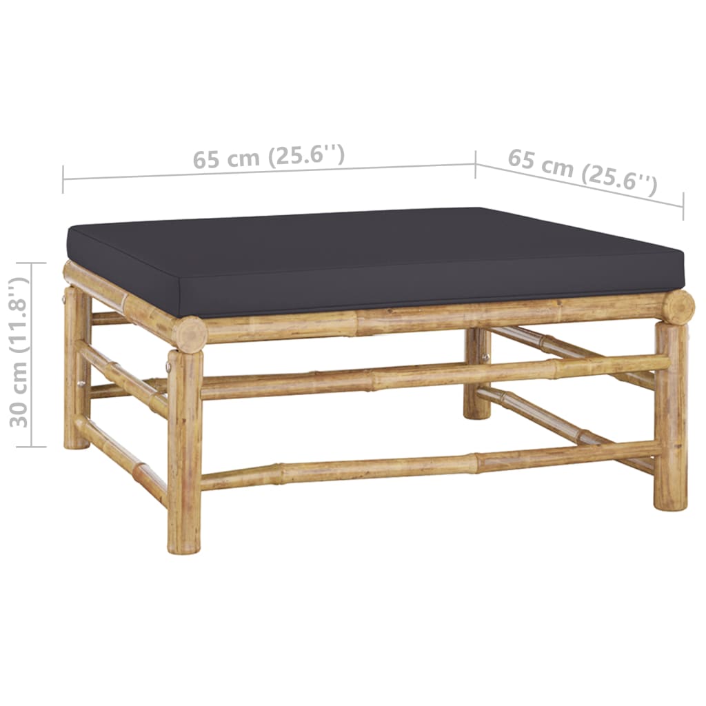 12 Piece Garden Lounge Set with Dark Grey Cushions Bamboo Grey