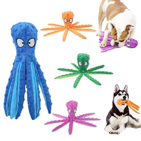 Собака пищащий осьминог без набивки плюшевая звуковая жевательная игрушка для маленьких и средних собак