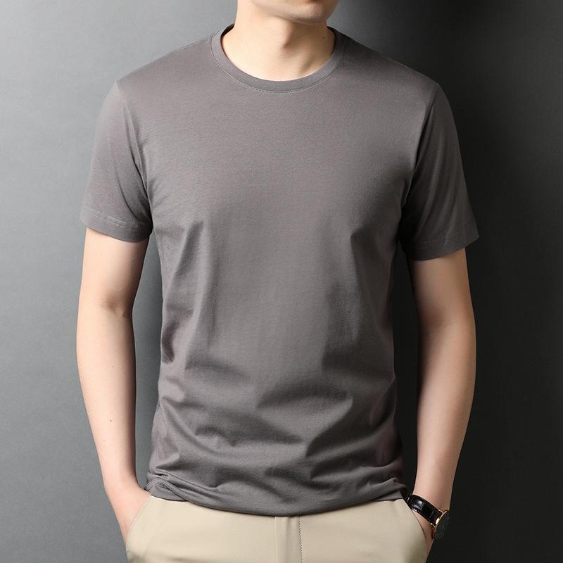 Summer New Solid Color Short-sleeved T-shirt for Young Men, Fashionable Cotton Thin Breathable Round-neck T-shirt