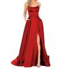 Женские длинные платья Длинные платья с открытой спиной Атласное вечернее платье с разрезом по бокам Платье с карманами на свадьбу