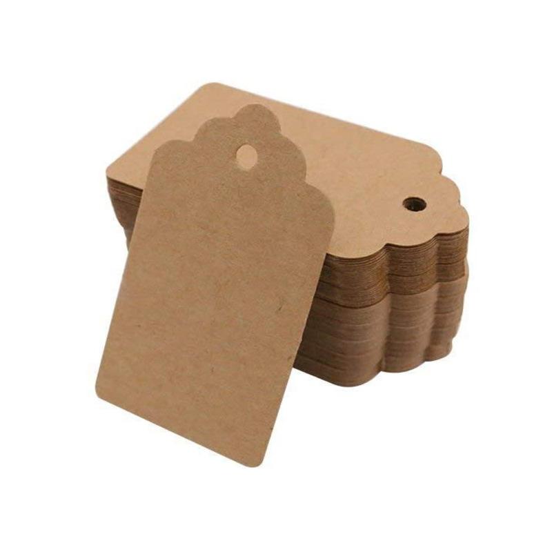 100pcs Kraft Paper Tags with Strings Handmade with Love Hang Tags Garment Tags for Candy/Gift/Cookies Display Packing Label Card