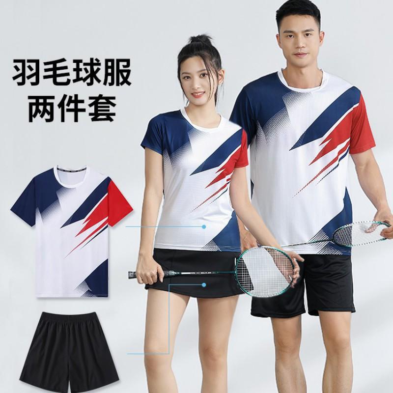 Quick-Dry Badminton Sport Set Men Women Athletic Wear Tennis Volleyball Table Uniform With Number Printing