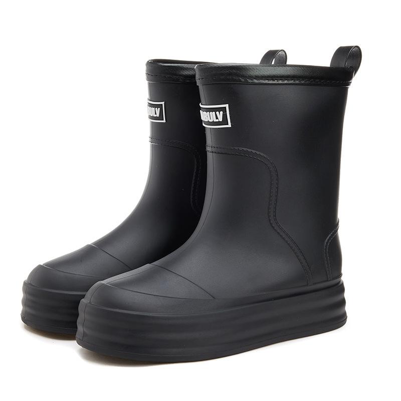 Новые женские дождевики средней высоты, модные повседневные резиновые сапоги на толстой подошве, верхняя одежда, теплая и износостойкая пляжная обувь для отдыха на воде