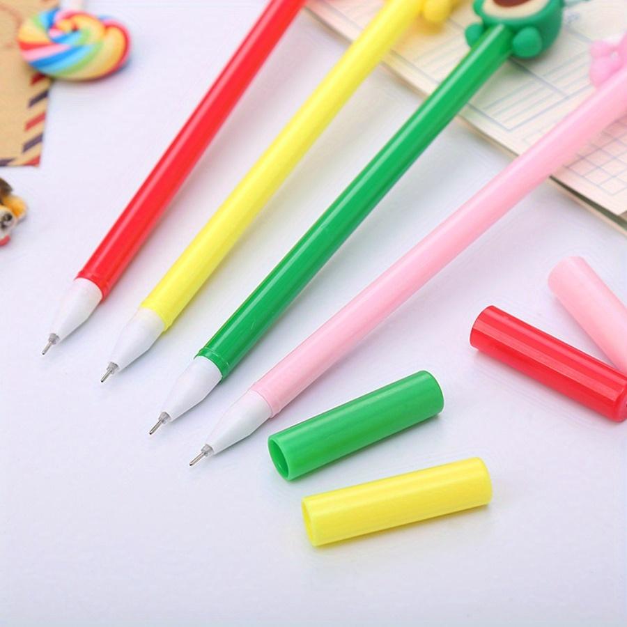 10pcs 0.5mm Cute Fruit Peach, Avocado Shaped Gel Pen Creative Silicone Head Stationery Silicone Head Gel Pen Signature Pen