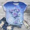 Летняя женская футболка с 3D-цифровым принтом, узором розы, круглым вырезом, свободная футболка с рисунком из мультфильма