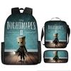 Little Nightmares Anime School Backpack Set Kids - 17 Inch Oxford Fabric Dual-Strap Bag With Crossbody Pouch Pencil Case